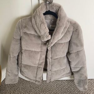 Faux fur mini puffer